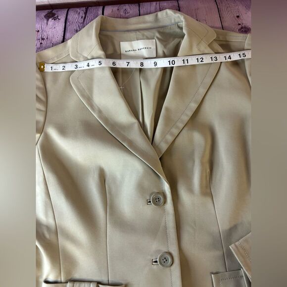 Banana Republic Khaki Classic Academia Collegiate Preppy Stretch Blazer Size 10 - Picture 11 of 13